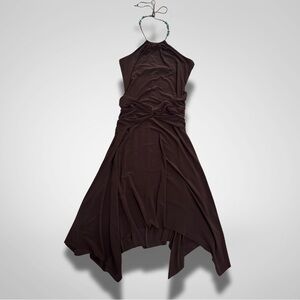 Y2K Bisou Bisou Brown Halter Neck Brown Midi Dress